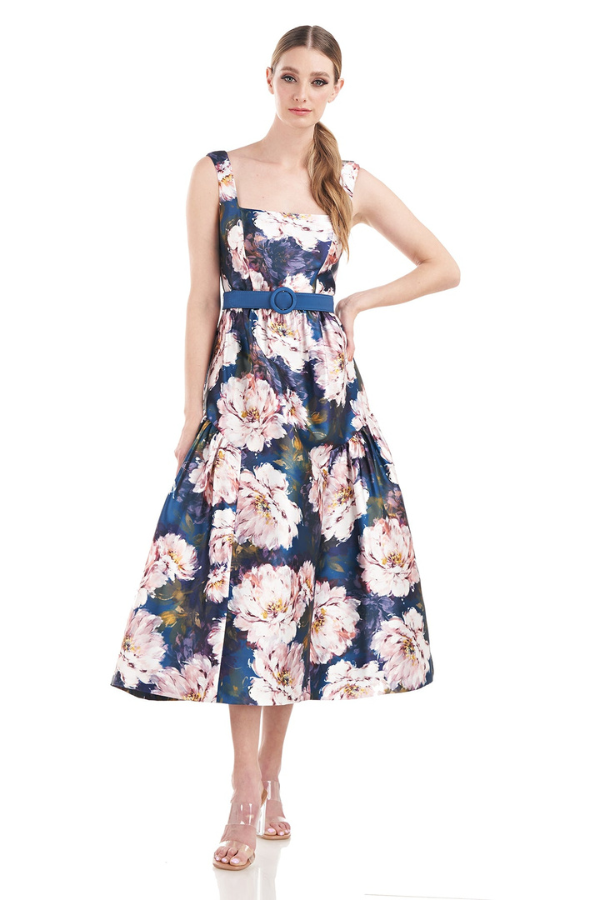 Kay Unger Lydia Tea-Length Floral Dress