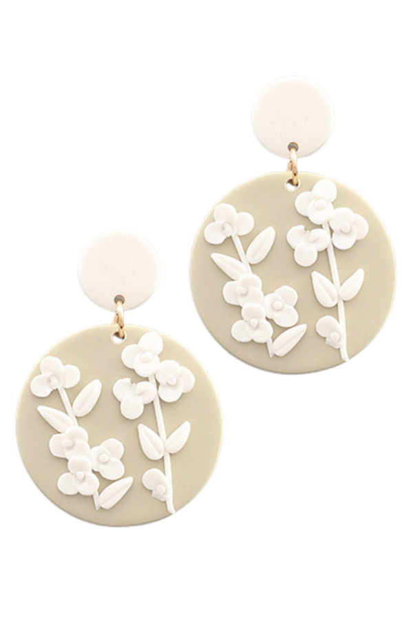 Clay Floral Circle Earrings