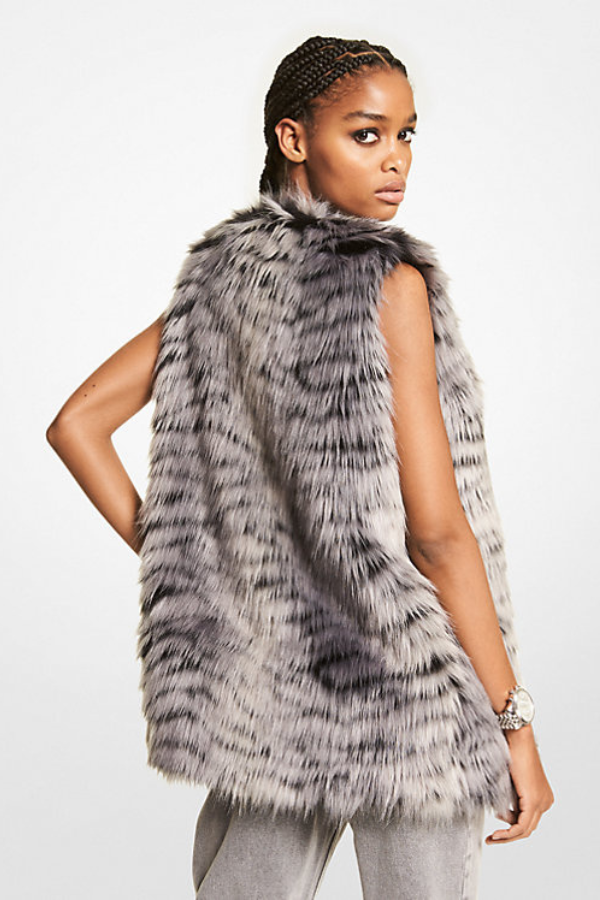 Michael Kors Tiger Print Faux Fur Vest