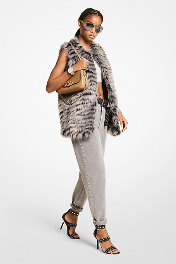 Michael Kors Tiger Print Faux Fur Vest