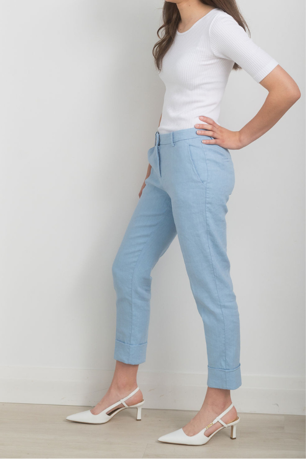 Cambio Stretch Linen Cuffed Pant