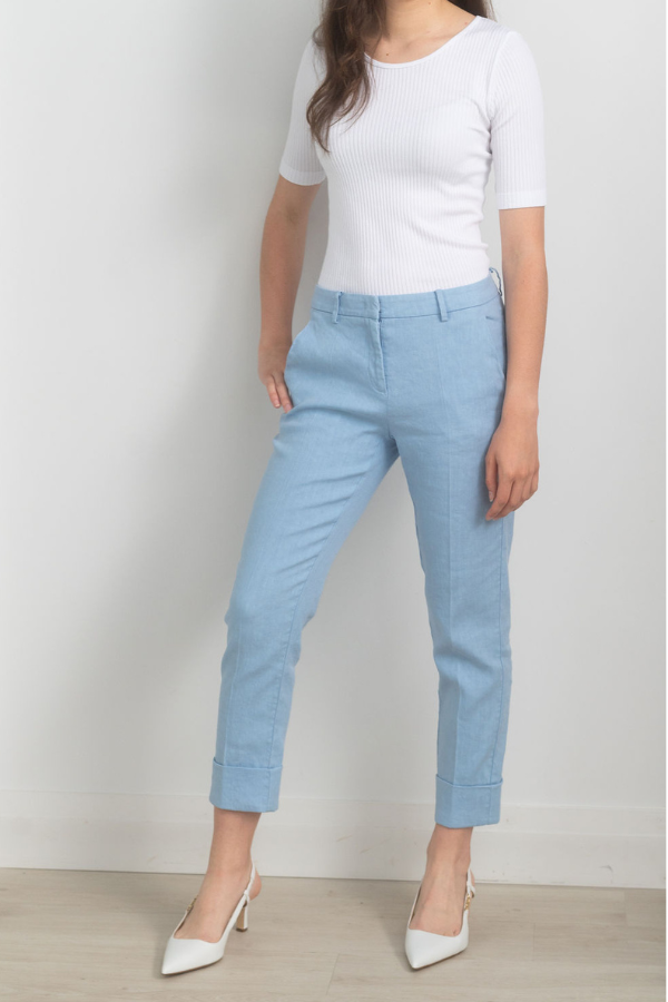 Cambio Stretch Linen Cuffed Pant