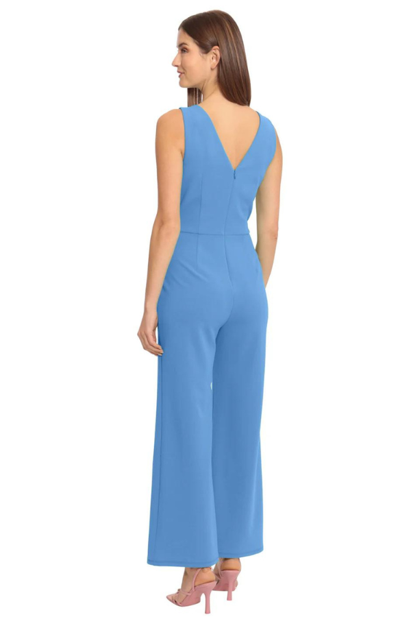 London Times V-Neck Sleeveless Jumpsuit