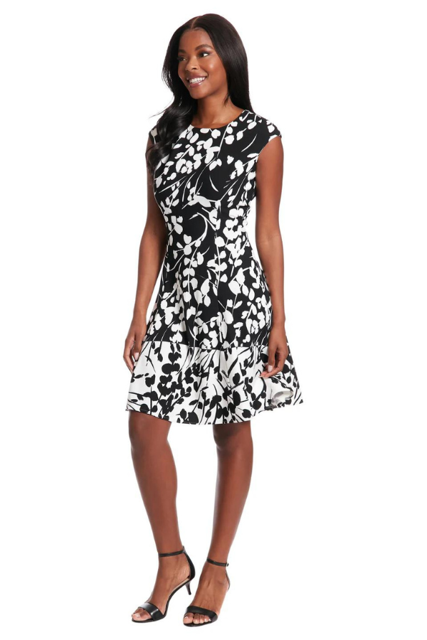 London Times Callie Floral Fit and Flare Dress