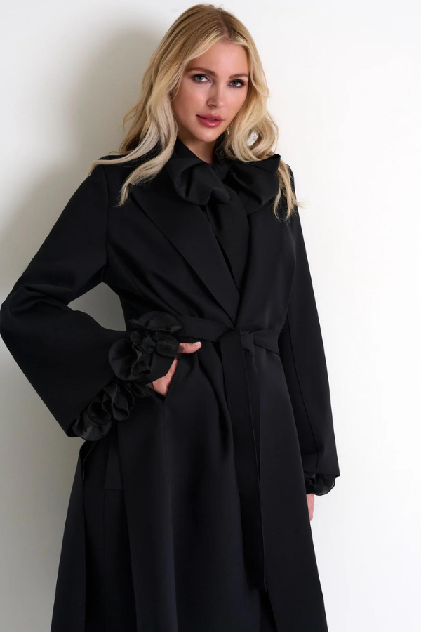 SHAN Long Trench Coat With Lapels