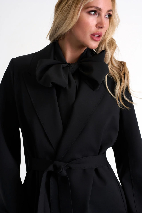 SHAN Long Trench Coat With Lapels