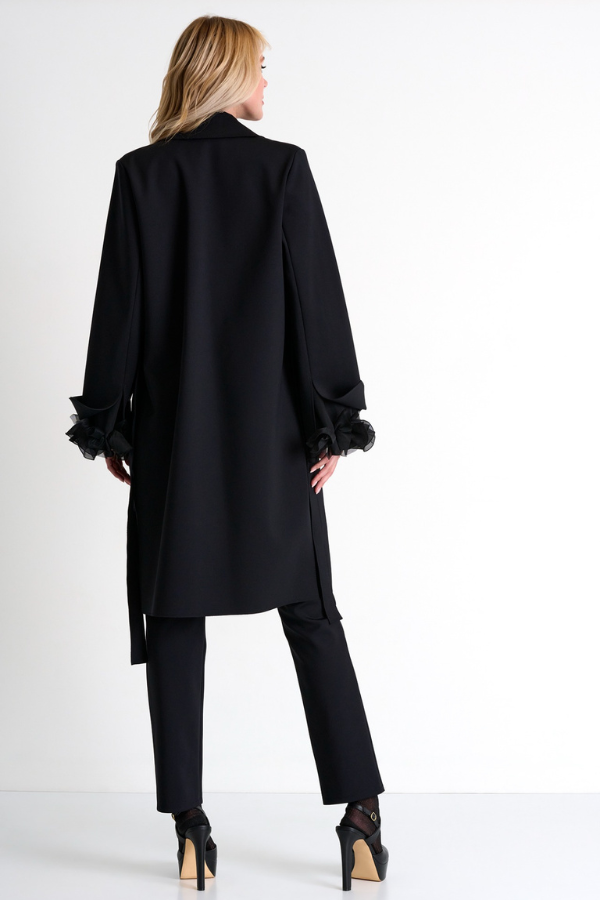 SHAN Long Trench Coat With Lapels