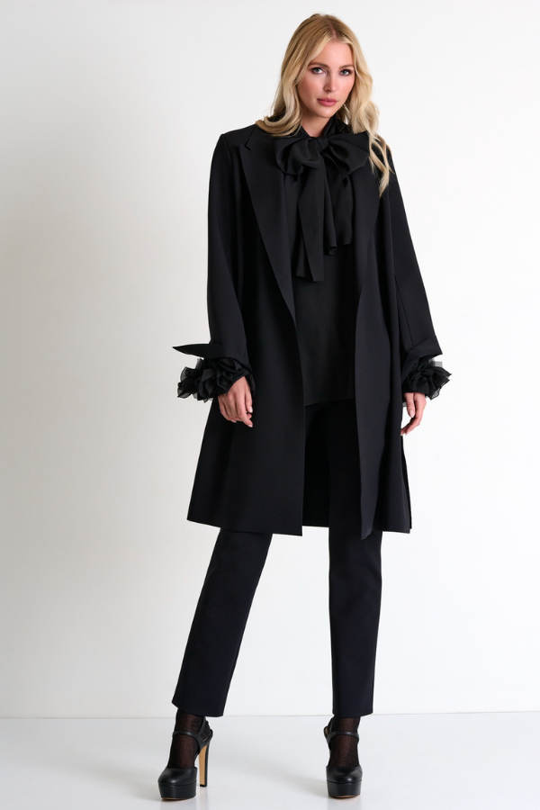 SHAN Long Trench Coat With Lapels