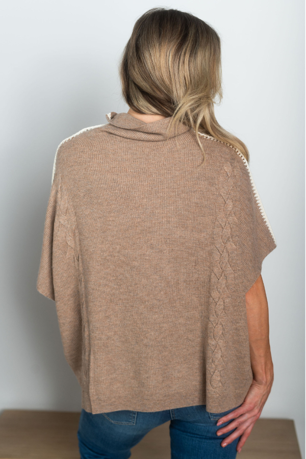 Repeat Oversized Turtleneck Poncho Sweater