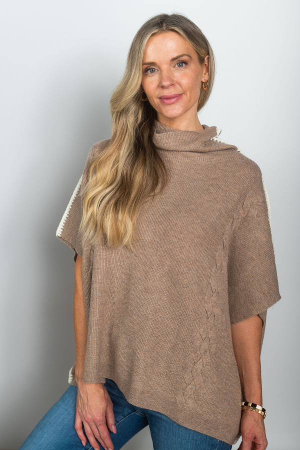 Repeat Oversized Turtleneck Poncho Sweater