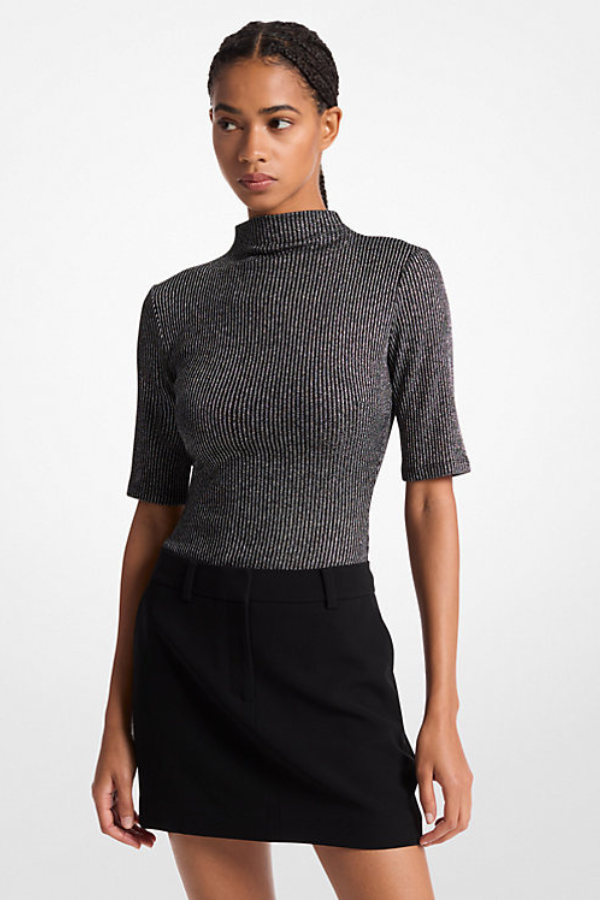 Michael Kors Funnel Neck Sparkle Top