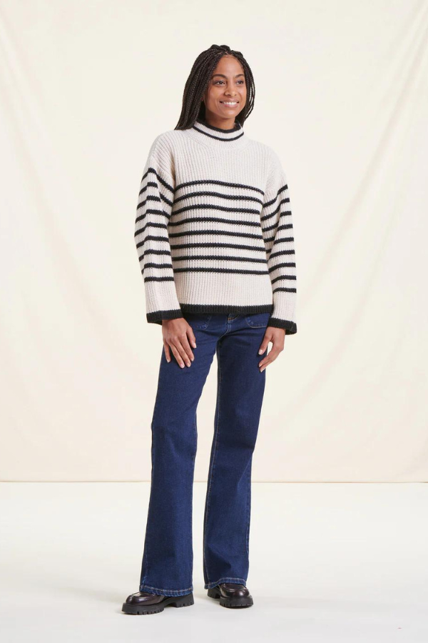 La Fée Maraboutée Striped Mock Neck Sweater