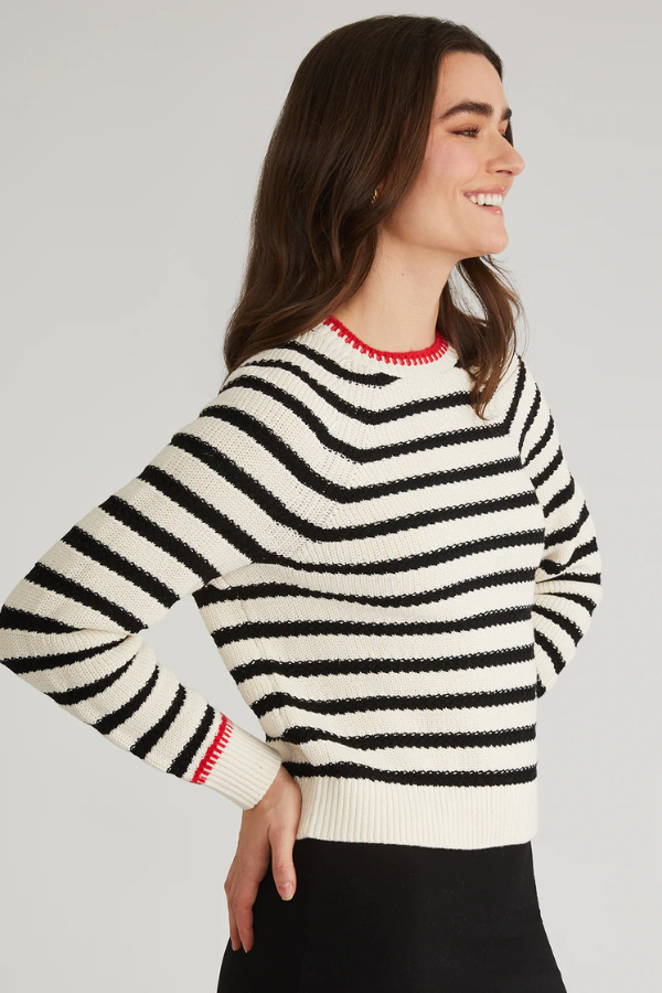 525 America Marina Striped Texture Pullover