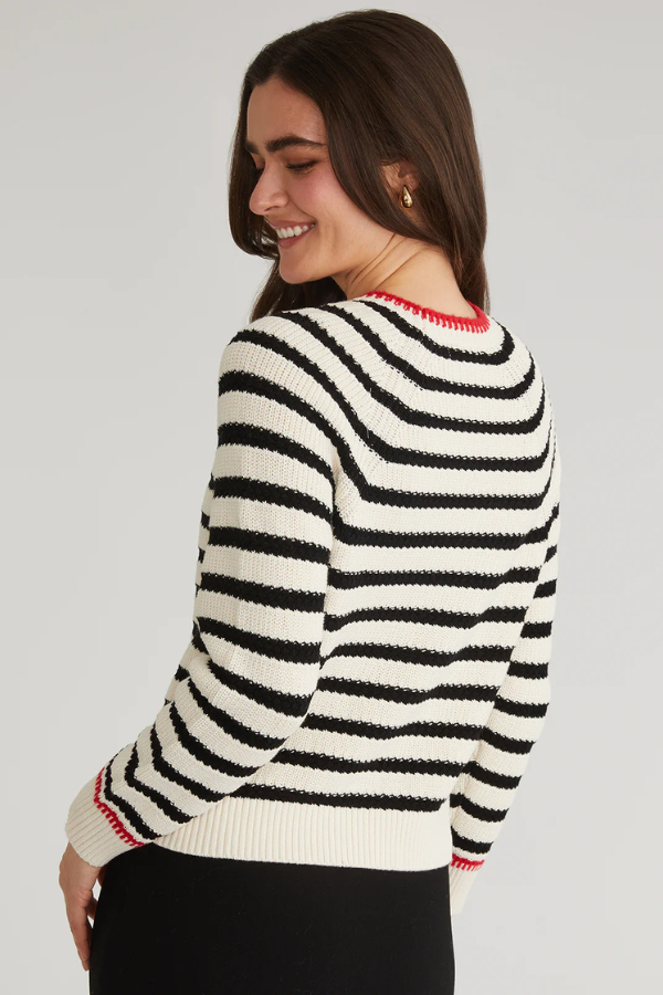 525 America Marina Striped Texture Pullover