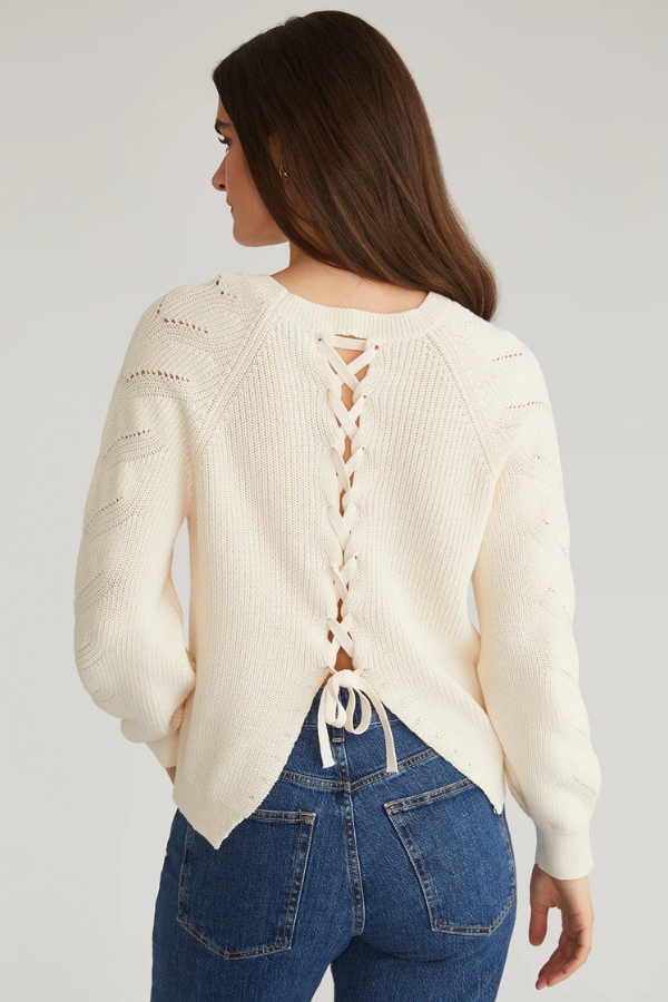 525 America Phoebe Lace Back Raglan Sweater