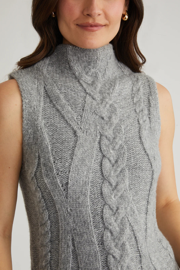 525 America Kendall Funnel Neck Cable Knit Vest (Available in Two Colours)