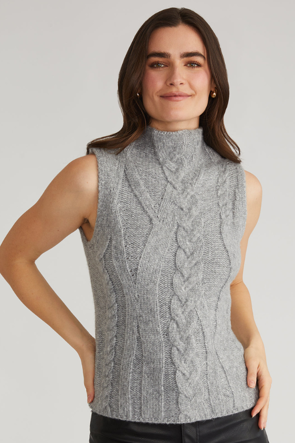 525 America Kendall Funnel Neck Cable Knit Vest (Available in Two Colours)