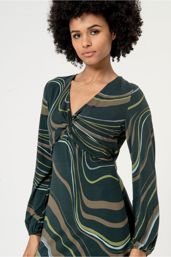 Surkana V-Neck Stretch Print Dress