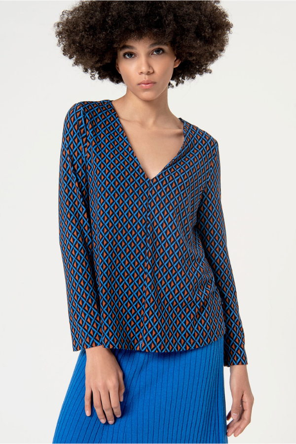 Surkana Print V-Neck Blouse