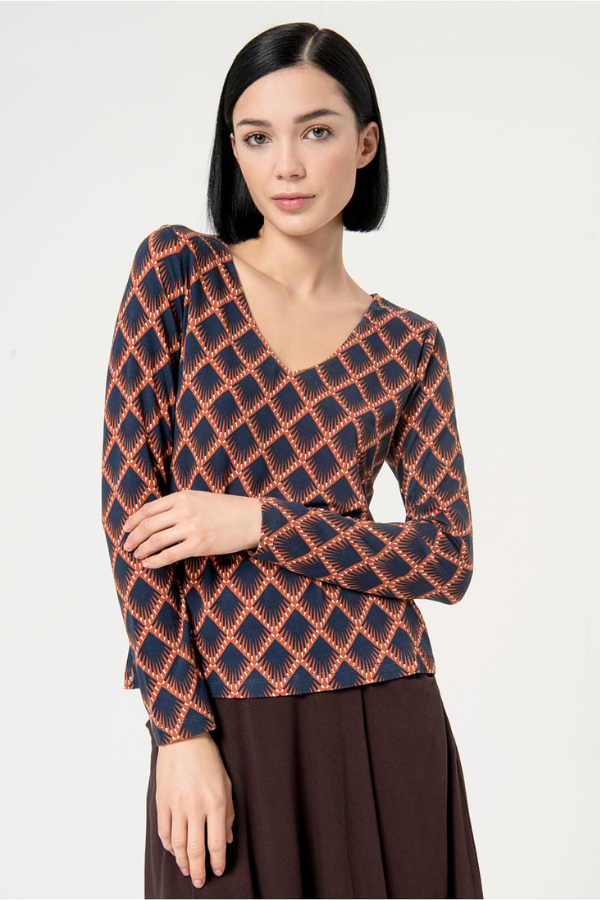 Surkana V-Neck Print Blouse