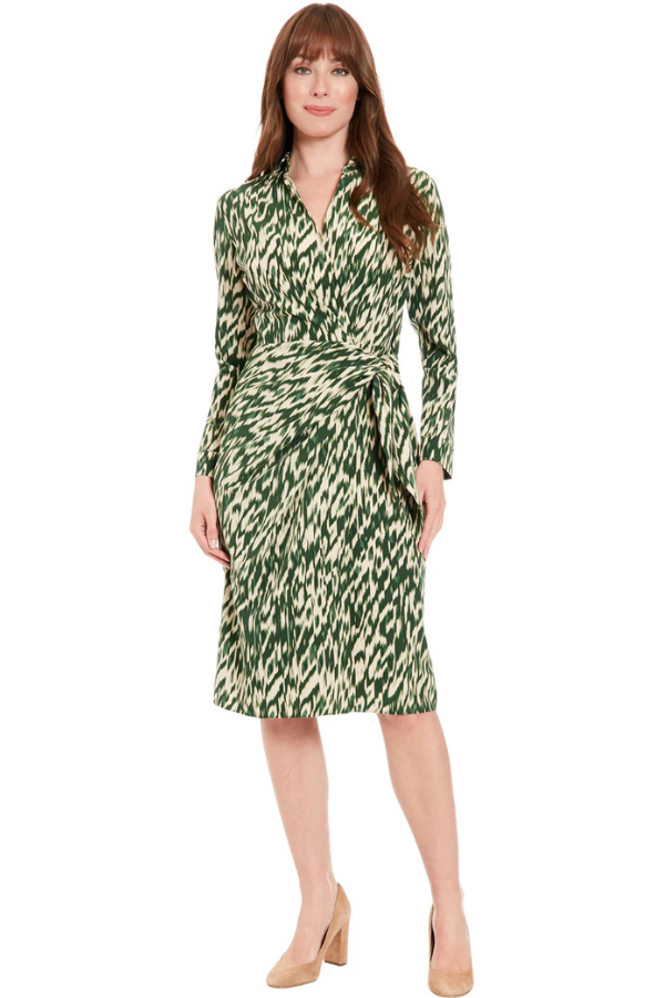 London Times Faux Wrap Side Tie Dress