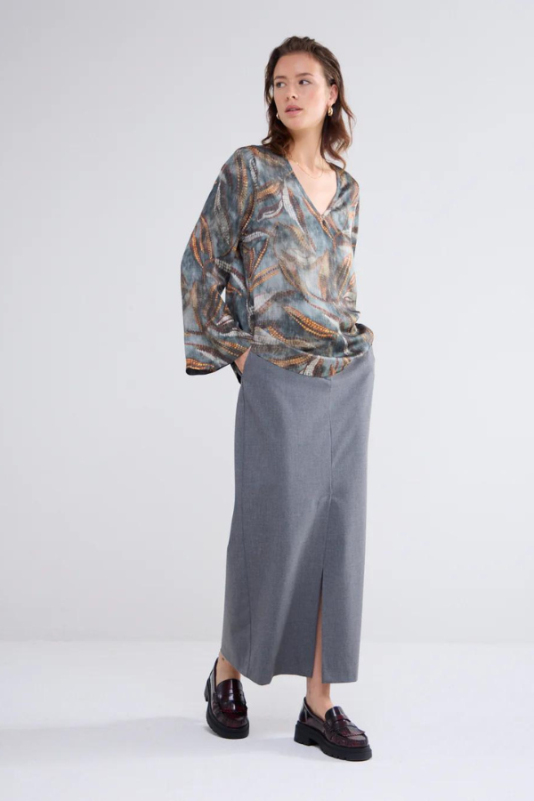 Summum Flared Sleeve Print Blouse