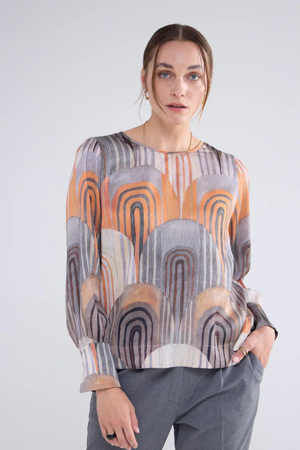 Summum Crew Neck Print Blouse