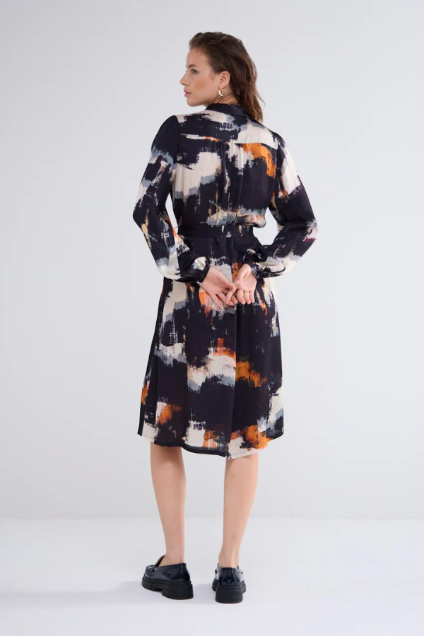 Summum Print Balloon Sleeve Shirt Dress