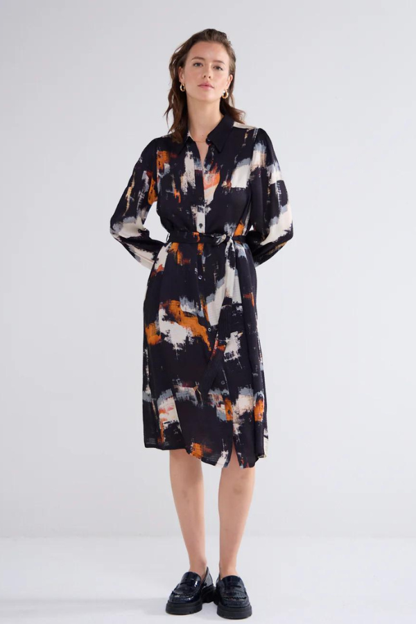 Summum Print Balloon Sleeve Shirt Dress