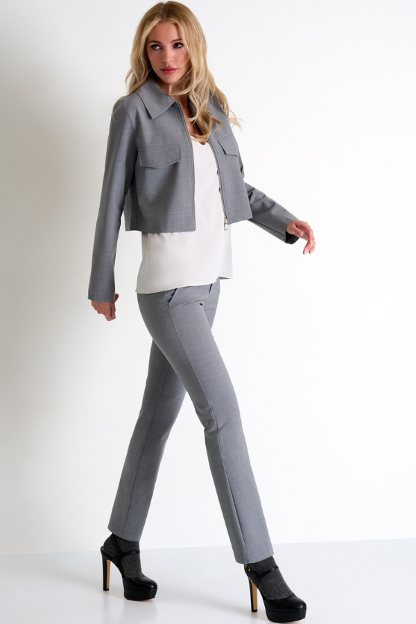 SHAN Structured Zippered Jersey Blazer