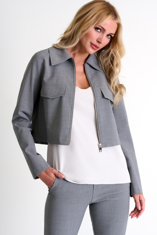 SHAN Structured Zippered Jersey Blazer