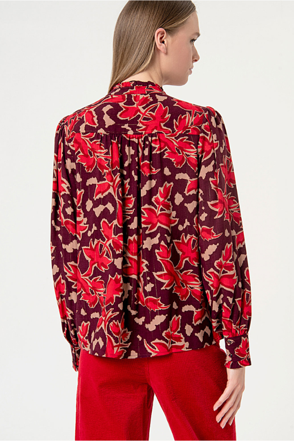 Surkana Print Mao Collar Blouse