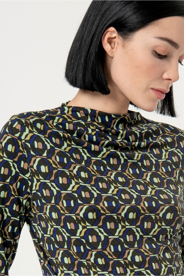 Surkana Mock Neck Print Top