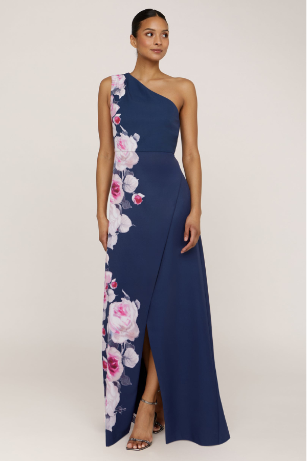 Kay Unger Carissa Floral One Shoulder Gown - Main Image