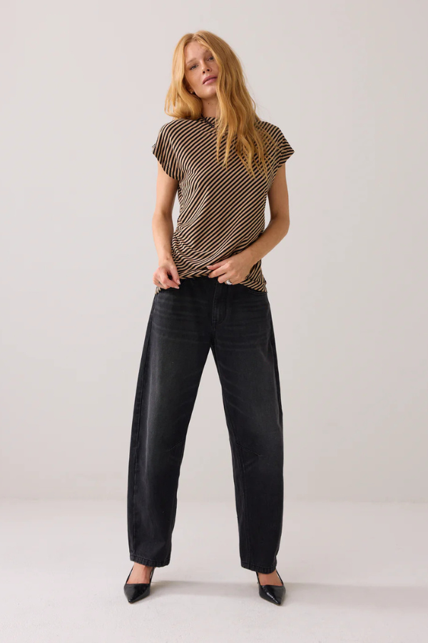 Summum Stripe Short Sleeve Top