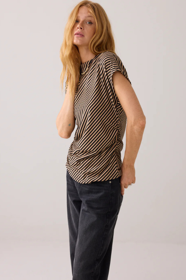 Summum Stripe Short Sleeve Top