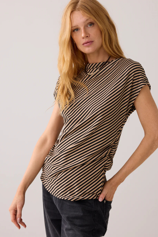 Summum Stripe Short Sleeve Top