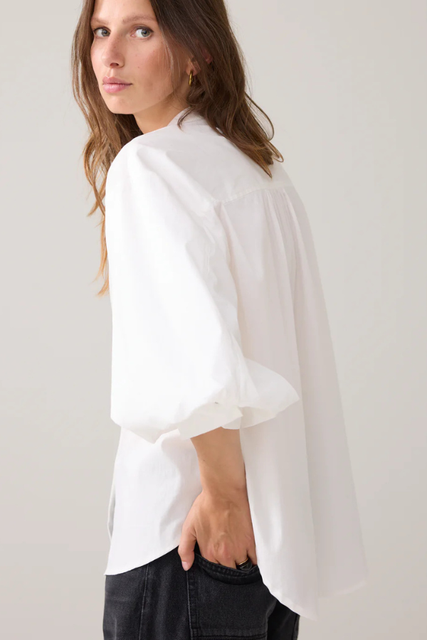 Summum Balloon Sleeve Cotton Stretch Blouse