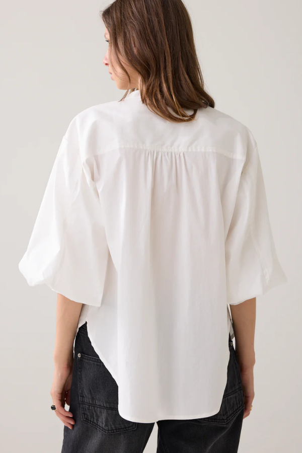 Summum Balloon Sleeve Cotton Stretch Blouse