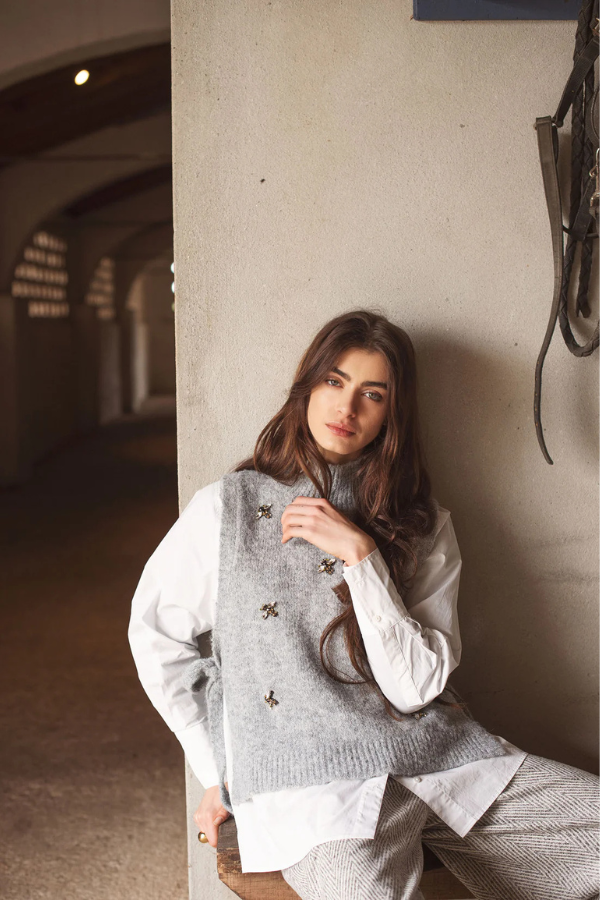 Summum Embellished Spencer Cozy Knit Vest