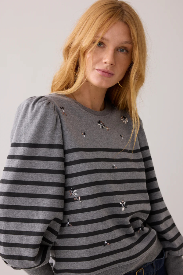 Summum Embellished Puff Sleeve Sweater