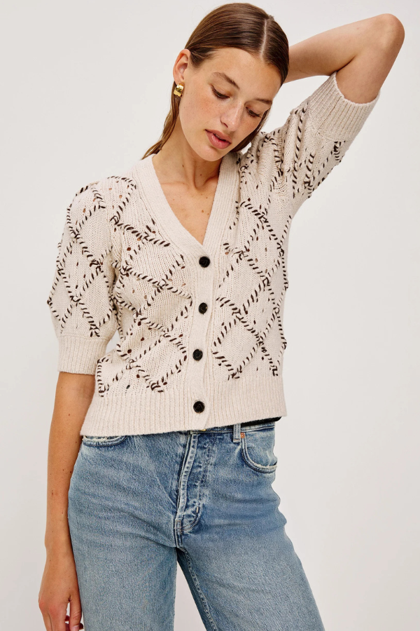 Rails 3/4 Sleeve Short Cardigan