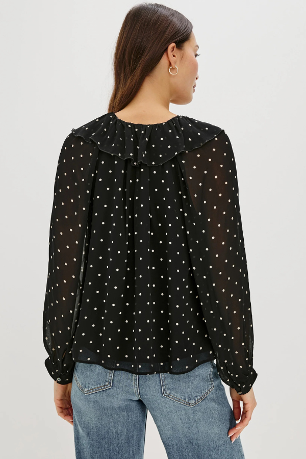 Rails Ruffle Neck Polka Dot Top