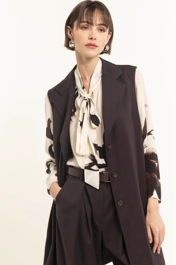 Maria Bellentani Floral Bow Tie Blouse