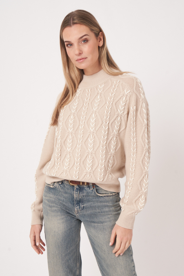 Repeat Wool Cable Knit Sweater
