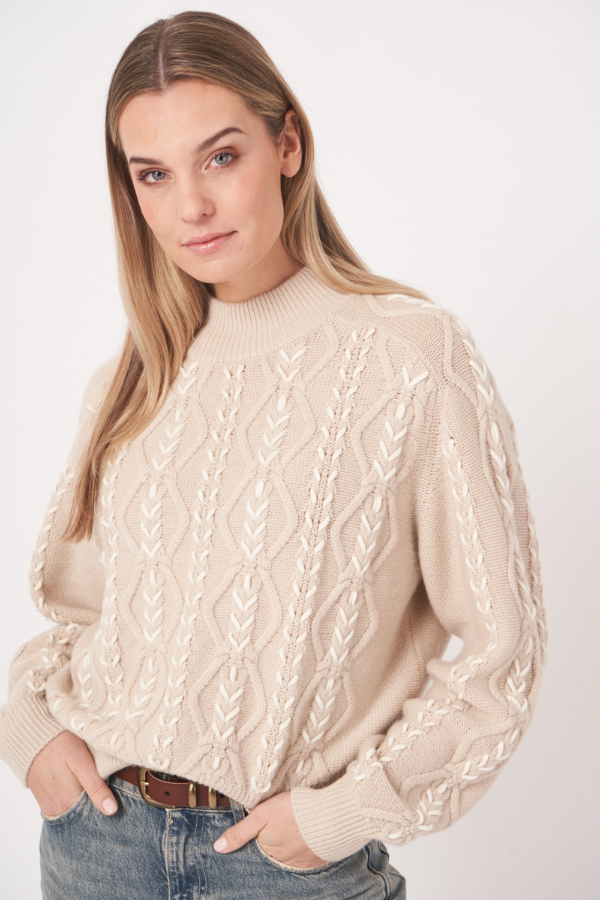 Repeat Wool Cable Knit Sweater