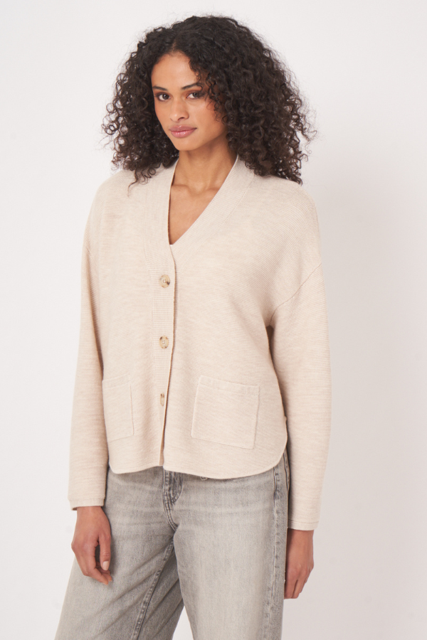 Repeat V-Neck Wool Cardigan (Available in Two Colours)
