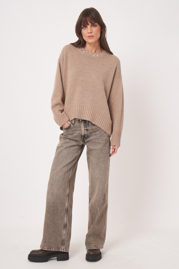 Repeat Wool Crystal Neck Sweater