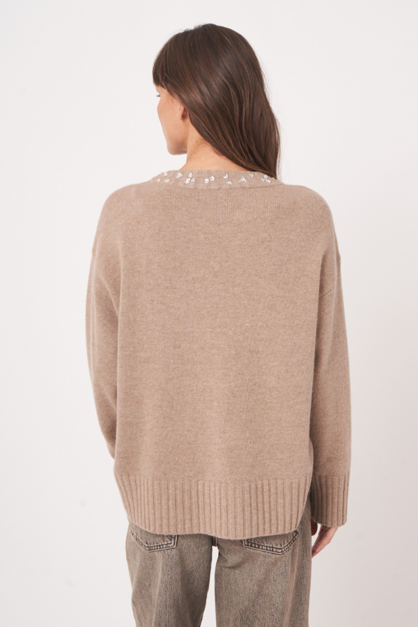 Repeat Wool Crystal Neck Sweater