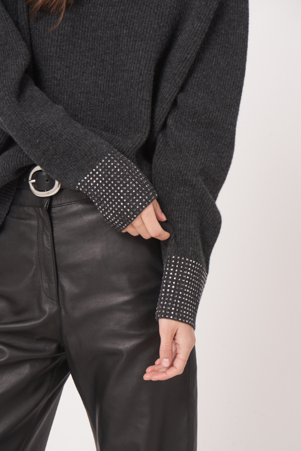 Repeat Merino Wool Crystal Sleeve Sweater